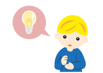 ひらめく白人の男の子