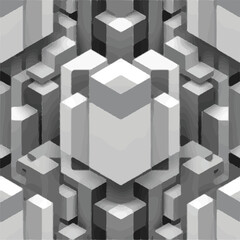 Isometric cube pattern in black and white, geometric illusion, seamless and modern