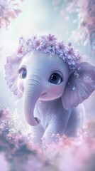 Cute baby elephant with a flower crown