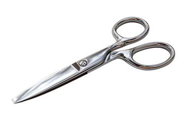Obraz premium Shiny stainless steel scissors PNG with a transparent background