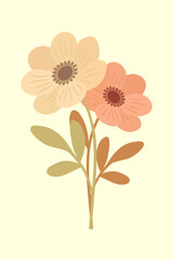 Two pink anemone flowers. Vector stock illustration eps10. Adobe Illustrator Artwork