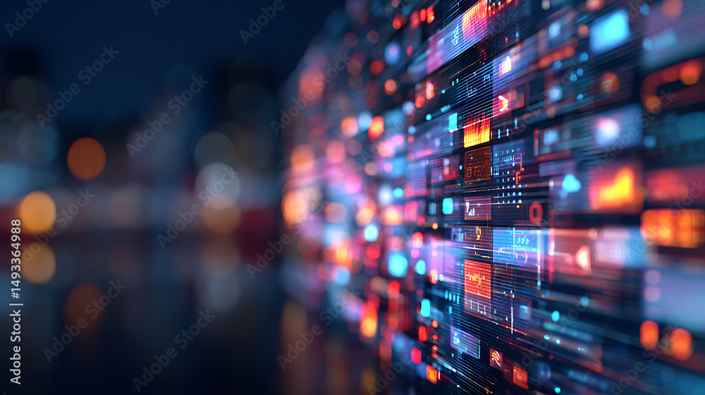 Fototapete Background conceptual image with media icons on media screen. Generative AI 74756745 2