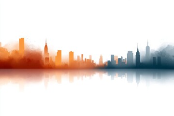 Fototapeta premium Urban silhouettes blending art and realism evoke an emotional journey through a modern cityscape at twilight