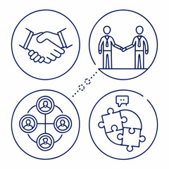 Set of teamwork related line icons