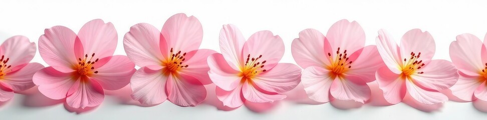 Fototapeta premium Delicate flower petals unfolding on a pristine white background, simplicity, flowers