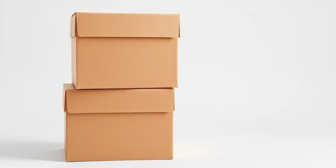 Obraz premium Two stacked brown cardboard boxes, clean and minimalist design, cardboard, square