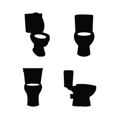 Toilet Bowl Silhouette Icon Set Black Vector Design Isolated on White Background for Bathroom and Sanitary Projects