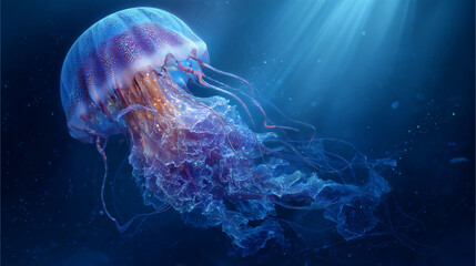 jellyfish in deep blue sea