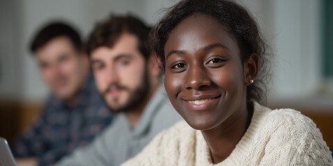 Diverse group of students collaborating in classroom setting