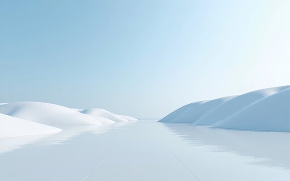 Minimal Snow Dunes Under Clear Sky