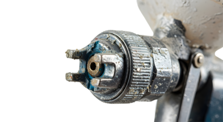 Close Up View of a Dirty Used Spray Gun Nozzle
