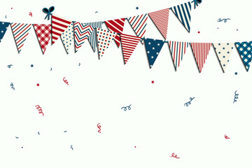 Fototapeta premium United States of America bunting flags set, vector illustration. Concept for Independence Day.