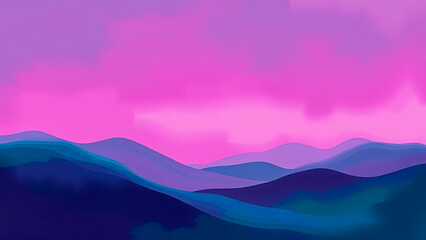 Obraz premium Abstract colorful landscape view shows a rainbow over misty mountains at dawn