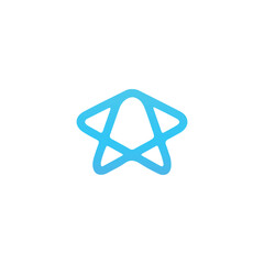 Futuristic Rocket Star Logo, Minimal Blue Tech Startup Vector, Abstract Space Launch Icon, Modern Starship and Innovation Emblem