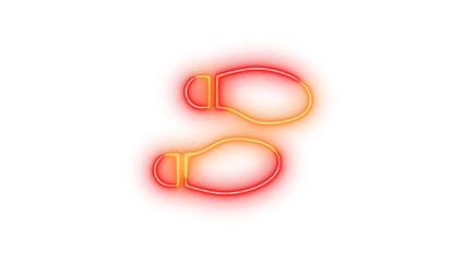 Neon shoe prints icon glowing with transparent background