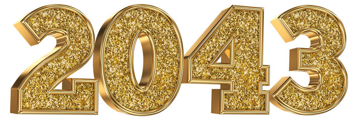 Happy New Year Number  2043 Gold 3d Render
