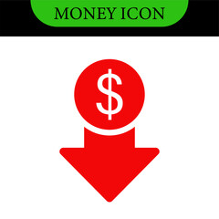 Money increase icon with arrow up symbol, dollar decrease icon . profit and lose money vector icons - Cost rising icon. Business icons, marketing, cryptocurrency
