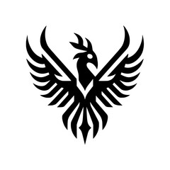 Bold Black Tribal Mythical Bird Vector Illustration