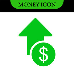 Money increase icon with arrow up symbol, dollar decrease icon . profit and lose money vector icons - Cost rising icon. Business icons, marketing, cryptocurrency