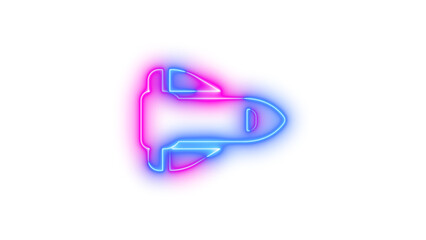 Fototapeta premium Neon shuttle space icon glowing with transparent background