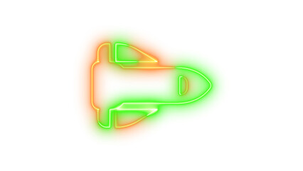 Neon shuttle space icon glowing with transparent background