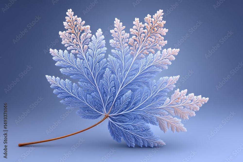 Wall mural a close-up of a maple leaf with intricate frost patterns forming on its edges