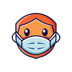 Flat and Minimal Medical face mask in hand icon vector illustration isolated on white background