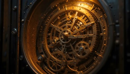 Naklejka premium Intricate time machine mechanism with gears