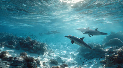 Fototapeta premium marine animals in blue lagoon