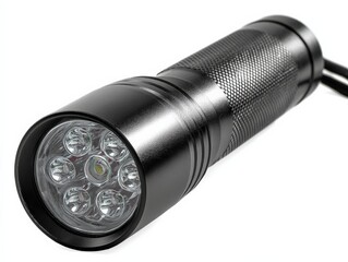Sleek black flashlight with multiple LED lights, perfect for any adventure.