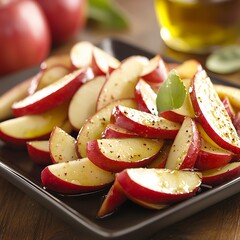 Sliced apples seasoned and ready to eat