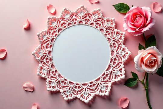 Intricate floral lace doily, delicate texture, ivory, doily, cloth