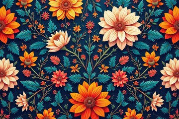 Intricate floral pattern, repeating seamlessly , backdrop, texture
