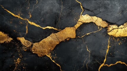 Elegant black marble background with stunning gold veins creating a luxurious and sophisticated texture
