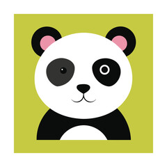 Adorable cartoon panda face portrait smiling with green background illustration graphic design