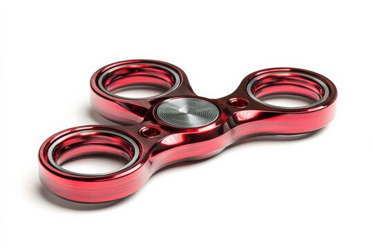 Sleek red fidget spinner with a metallic finish. A perfect tool for stress relief. - Powered by Adobe