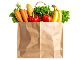  Brown paper grocery bag overflowing with fresh vegetables