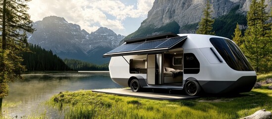 Futuristic RV by the Lake: A Solar-Powered Escape