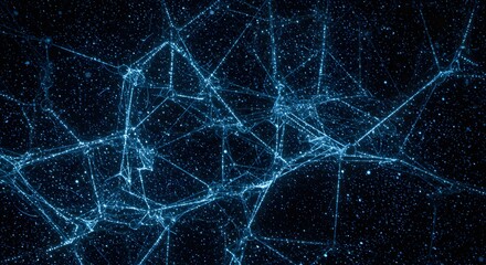 Futuristic Abstract Network Background: Interconnected Nodes, Data Streams, and Glowing Lines in a Complex Web of Information for Technology and Science Visualizations