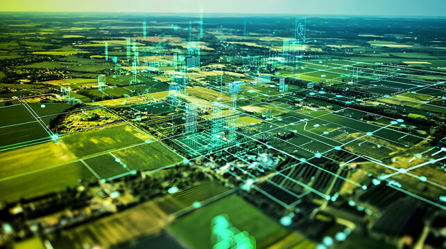 Digital Landscape with Urban Infrastructure in Advanced Technology - Powered by Adobe