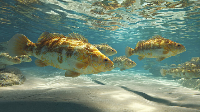 marine fish over sandy seabed