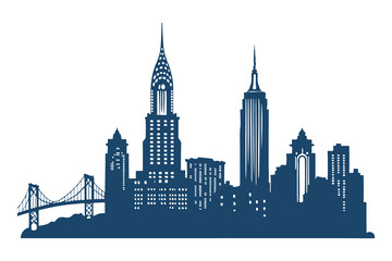 Obraz premium New York City skyline silhouette vector clipart isolated illustration, iconic NYC landmarks outline, perfect for design, print, and digital projects