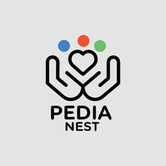 Pedia Nest Logo Design Childcare Hands Heart