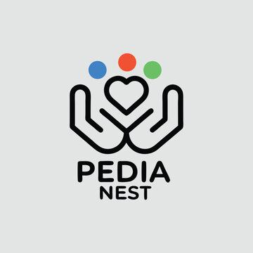 Pedia Nest Logo Design Childcare Hands Heart