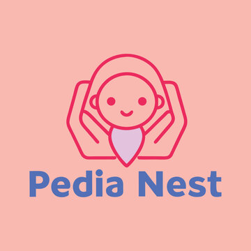 Pedia Nest Logo Design Baby Care Hands Protection