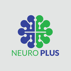 NeuroPlus Logo Design Green Blue Brain Neural Network
