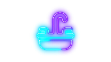 Neon sink icon glowing with transparent background