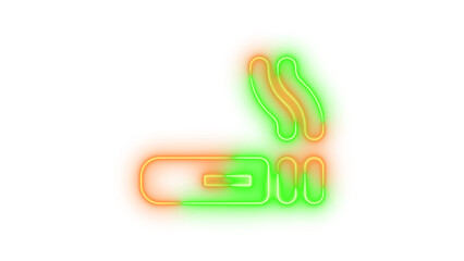 Neon smoking icon glowing with transparent background