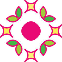 Abstract Art with Bright Colorful Geometric and Leaf-Shaped Elements