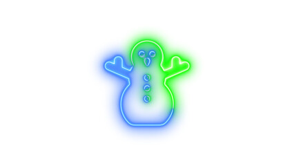 Neon snowman icon glowing with transparent background